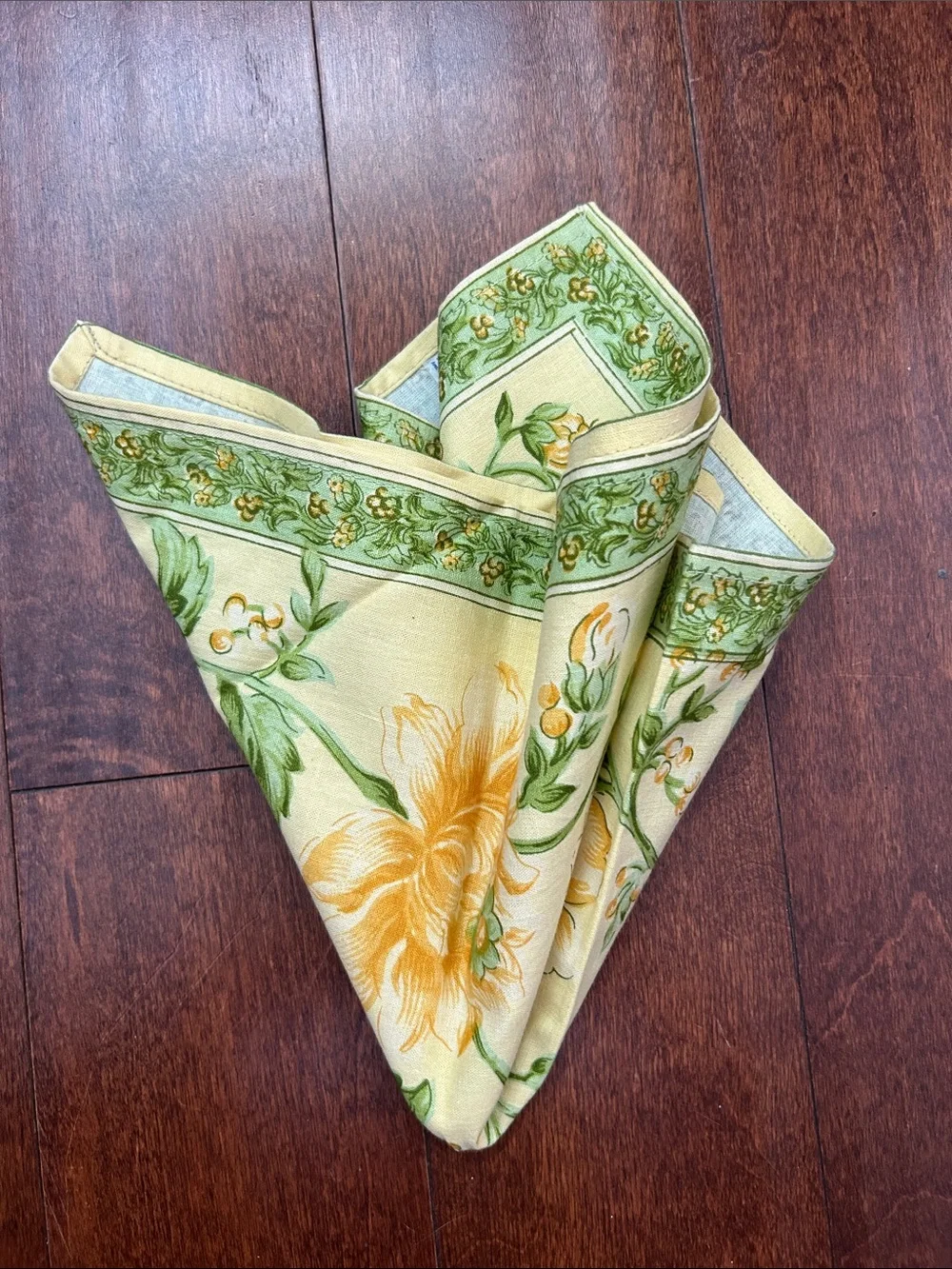 April Cornell Floral Cotton Napkins in Yellow & Green - Set of 6